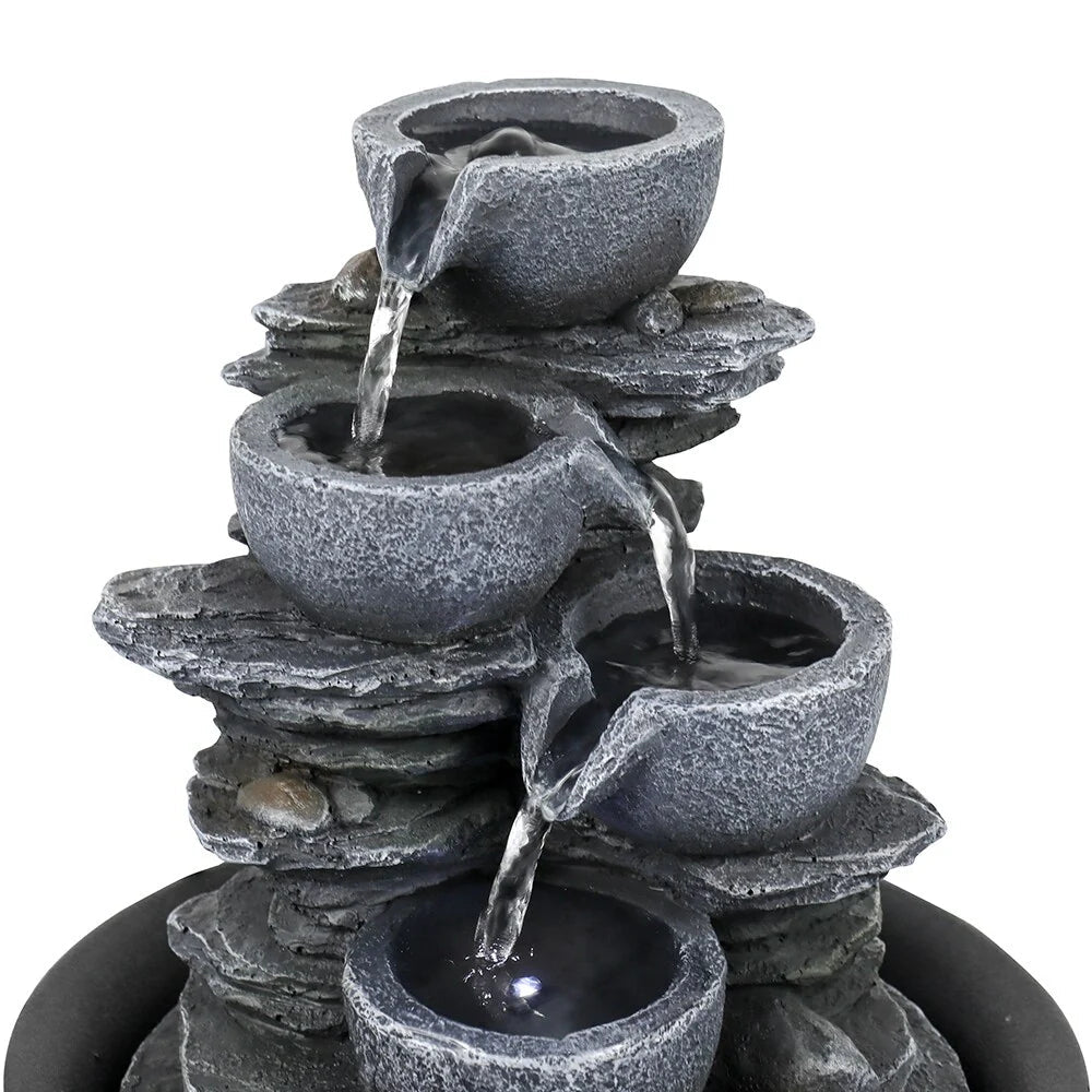 4-Tier Indoor Water Fountain - 7.8 x 7.8 x 10.6 in, Gray Resin