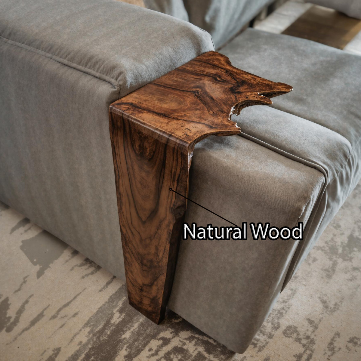 Handcrafted Sofa Armrest Table With Rustic Charm SILDTAR004