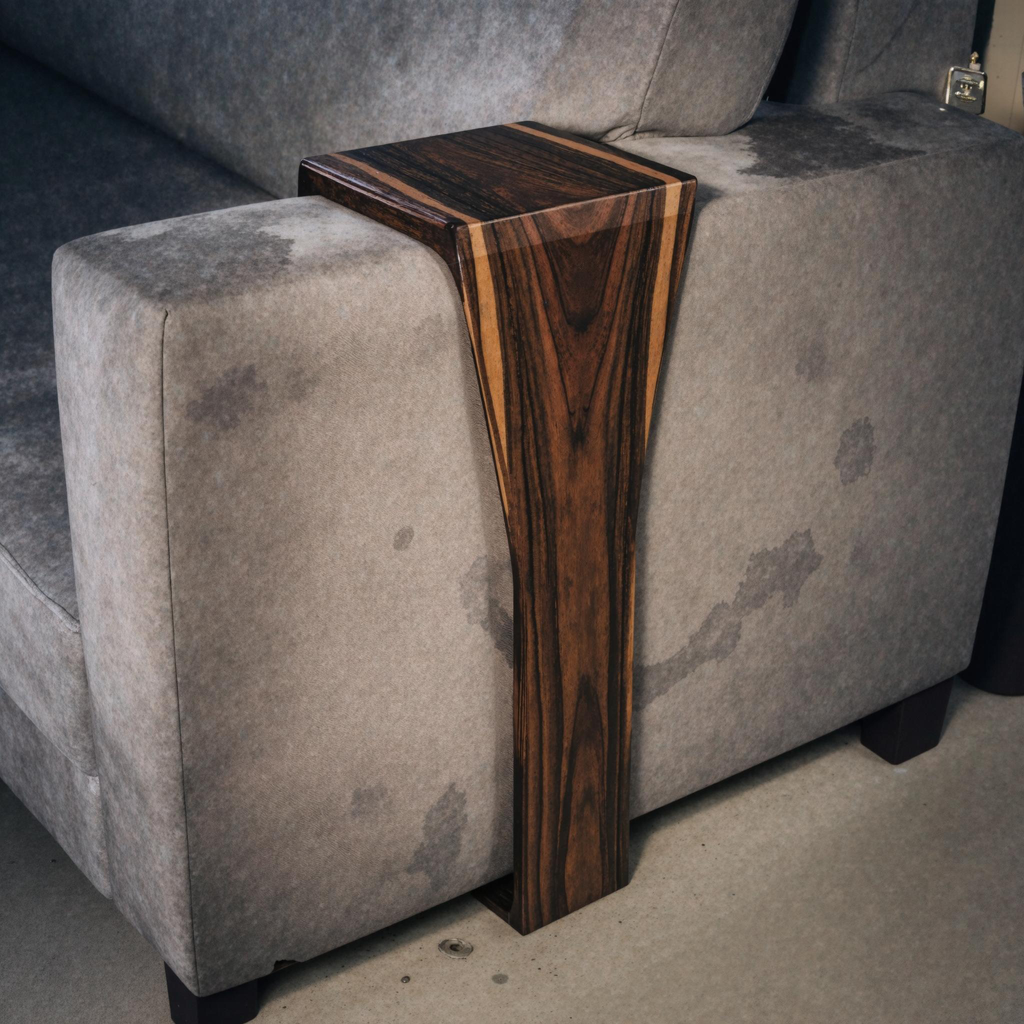 Handcrafted Solid Wood Armrest Table For Sofa Storage SILDTAR002