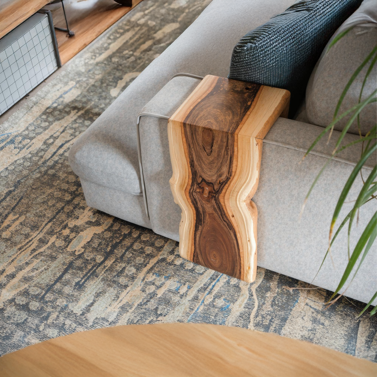 Handcrafted Sofa Armrest Table With Functional Storage Space SILDTAR011