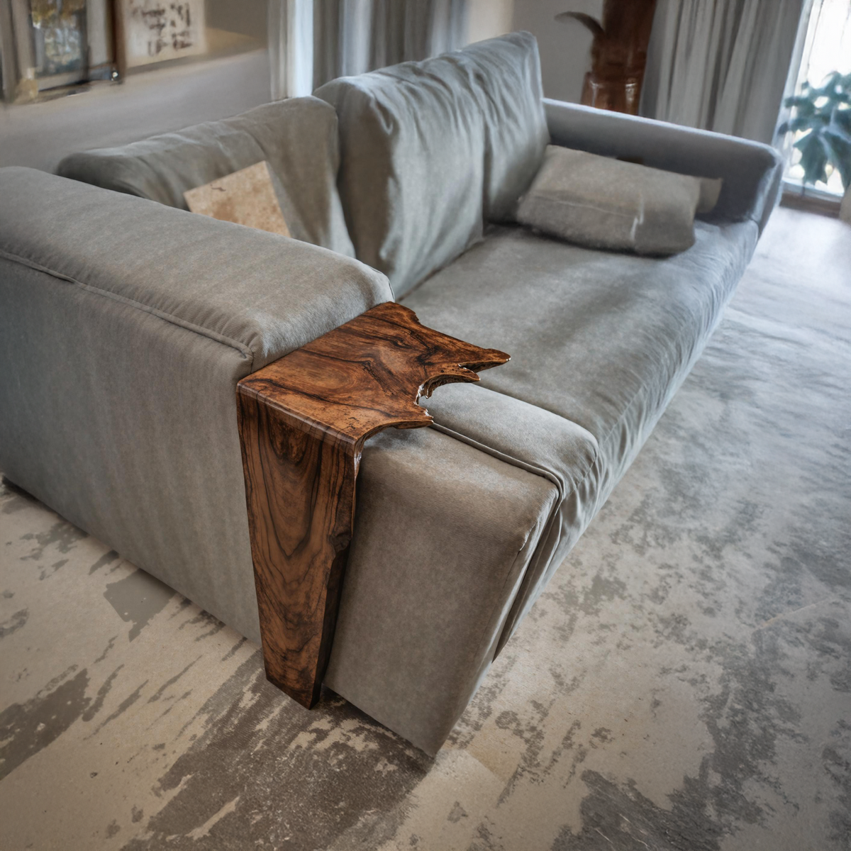 Handcrafted Sofa Armrest Table With Rustic Charm SILDTAR004