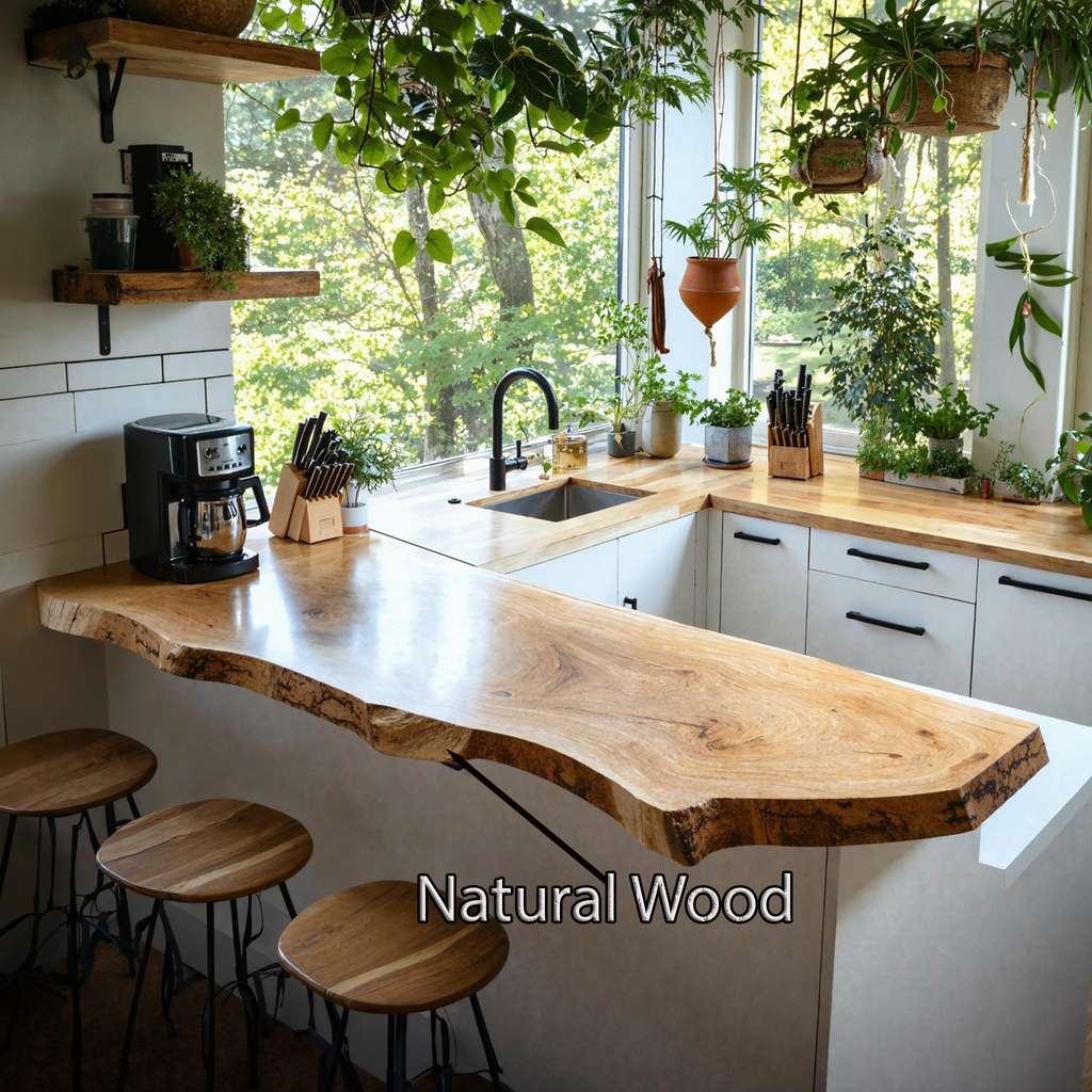 Farmhouse Wooden Kitchen Countertop For Naturally Inspired Kitchen Setup SILDTKCT015