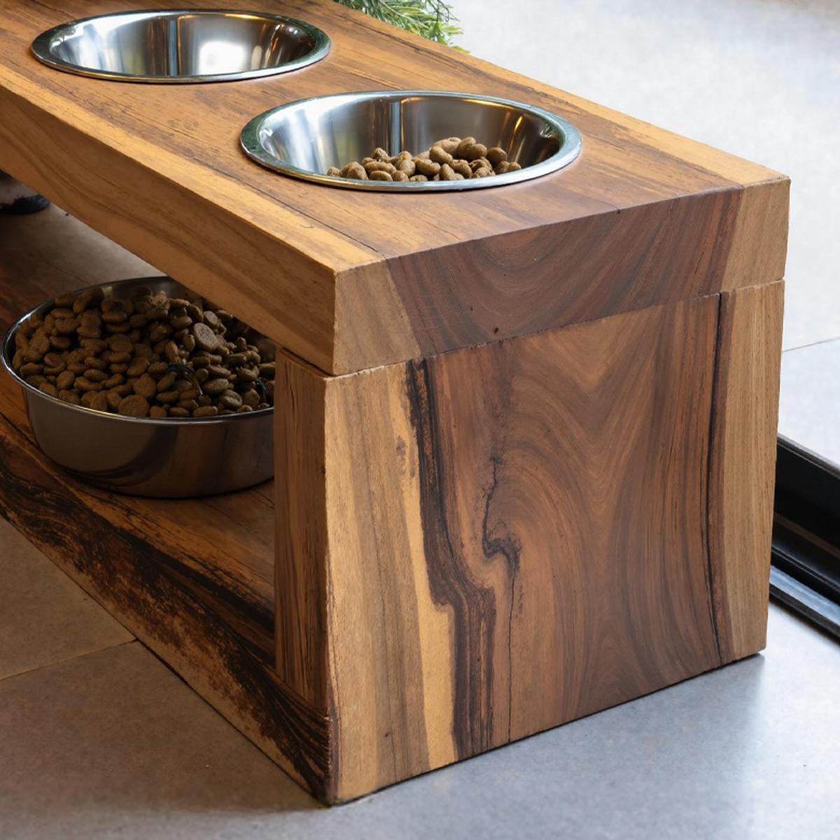 Handcrafted Pet Bowl Holder Elevated Feeding SILDTDBS006