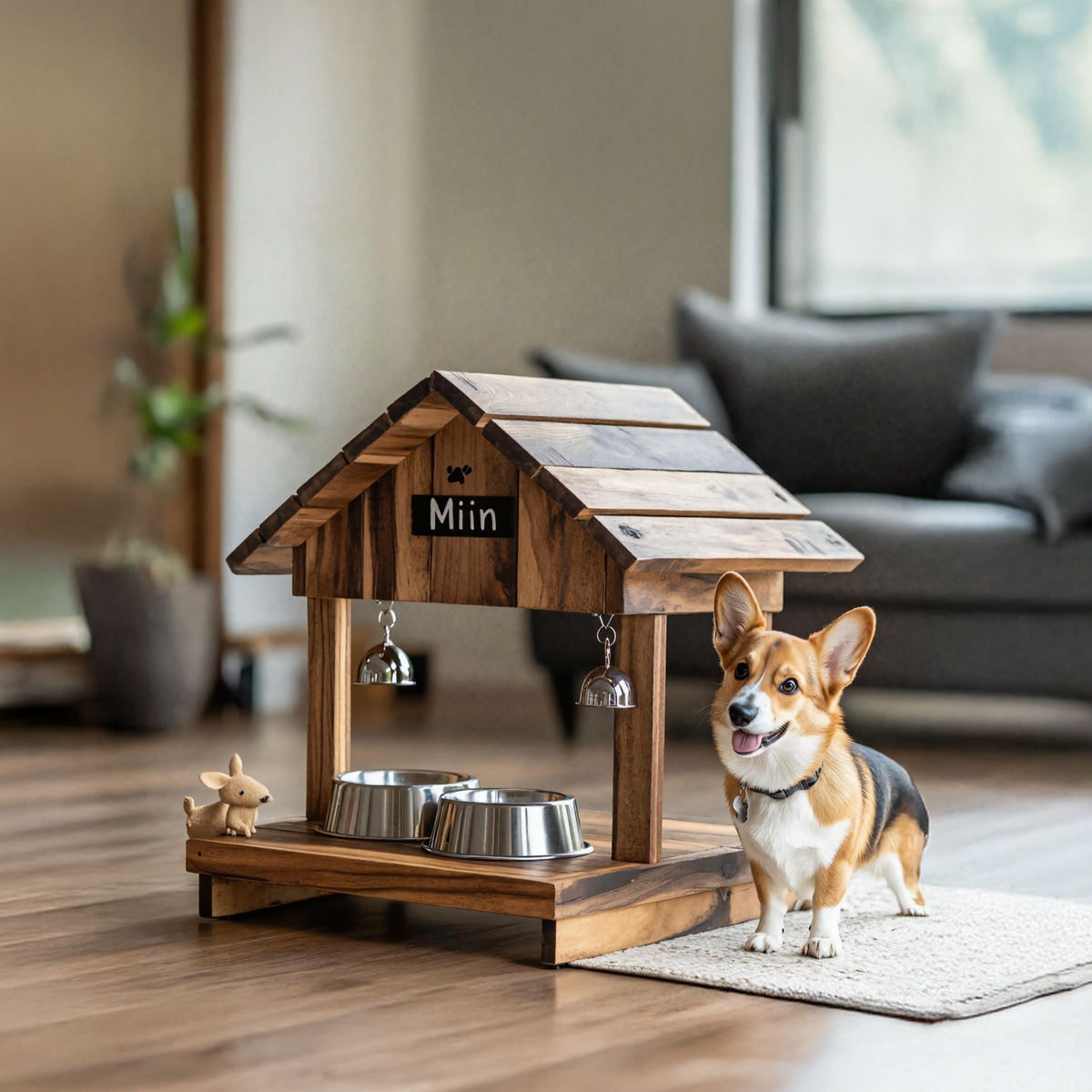 Handcrafted Pet Feeding Station Wooden For Dogs SILDTTRDBS020