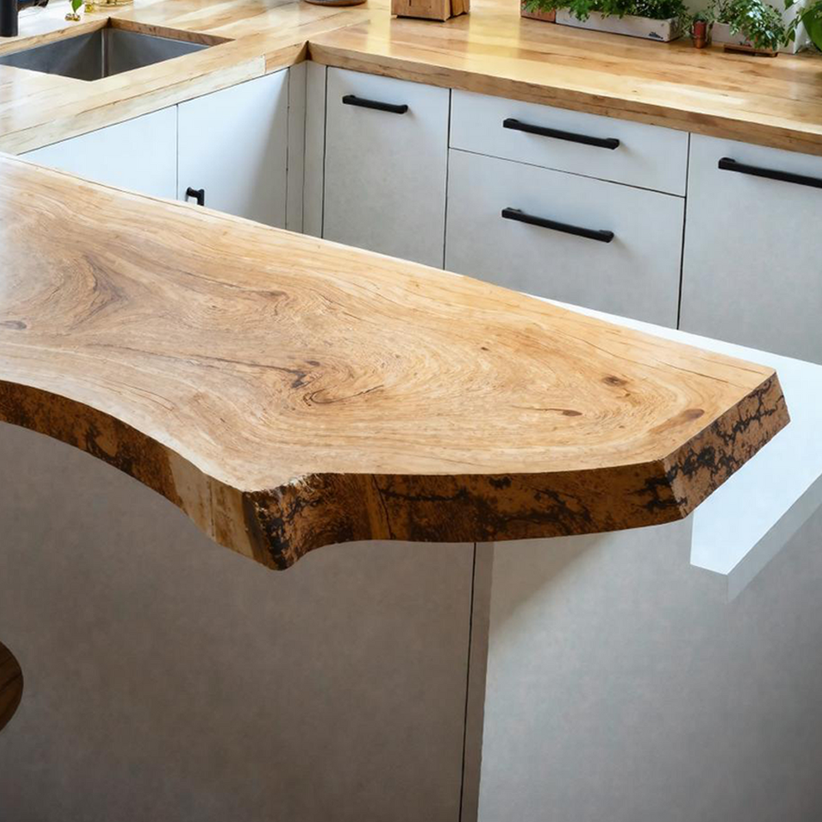 Farmhouse Wooden Kitchen Countertop For Naturally Inspired Kitchen Setup SILDTKCT015