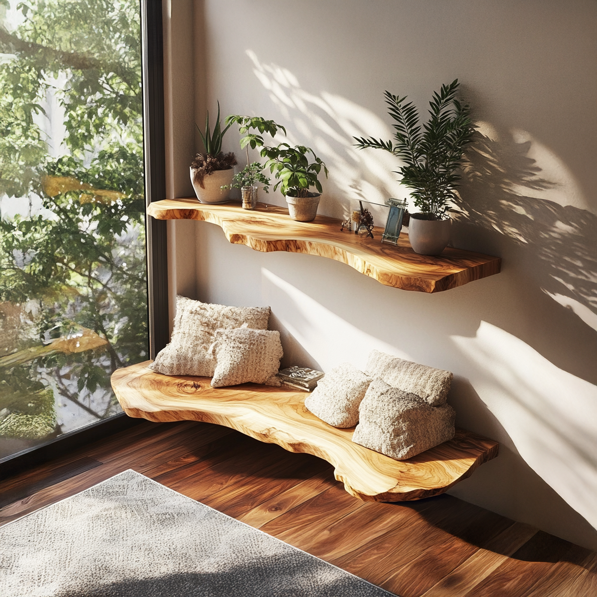 Decorative Floating Shelves Handmade Solid Wood Decor Home Gift SINLFL061