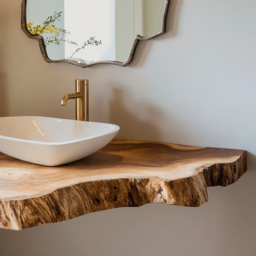 Handcrafted Rustic Bathroom Floating Shelf With Natural Wood Finish SILDTBRV111
