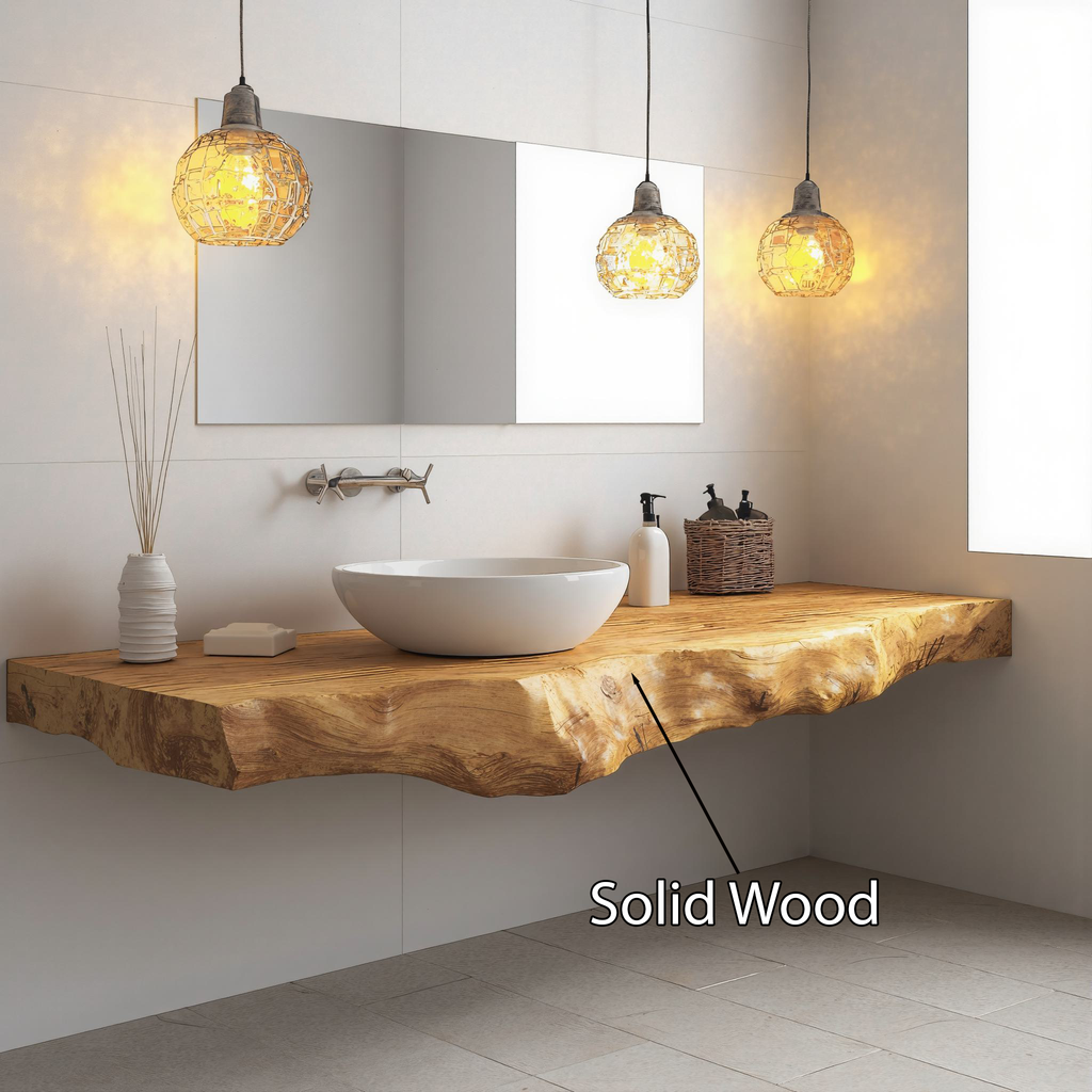 Farmhouse Floating Live Edge Vanity For Rustic Bathroom SILDTBRV229