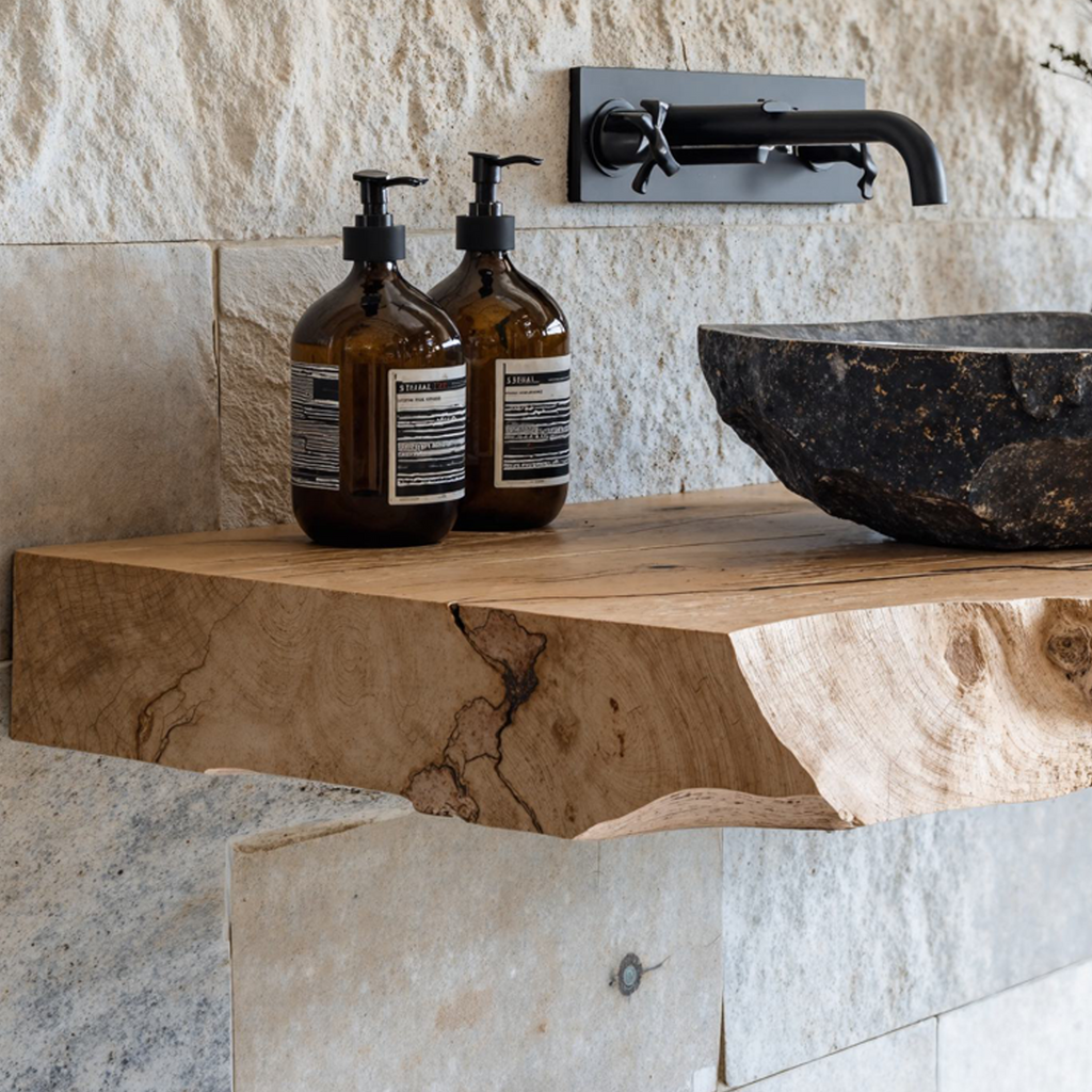 Handcrafted Bathroom Wooden Shelf SILDTBRV047