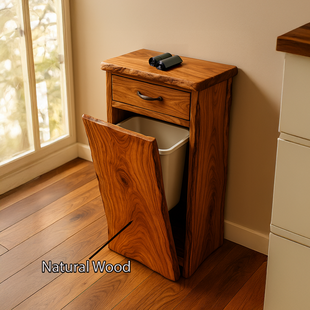 Handcrafted Tilt Out Trash Can Furniture For Kitchen Storage SILDTTRB003