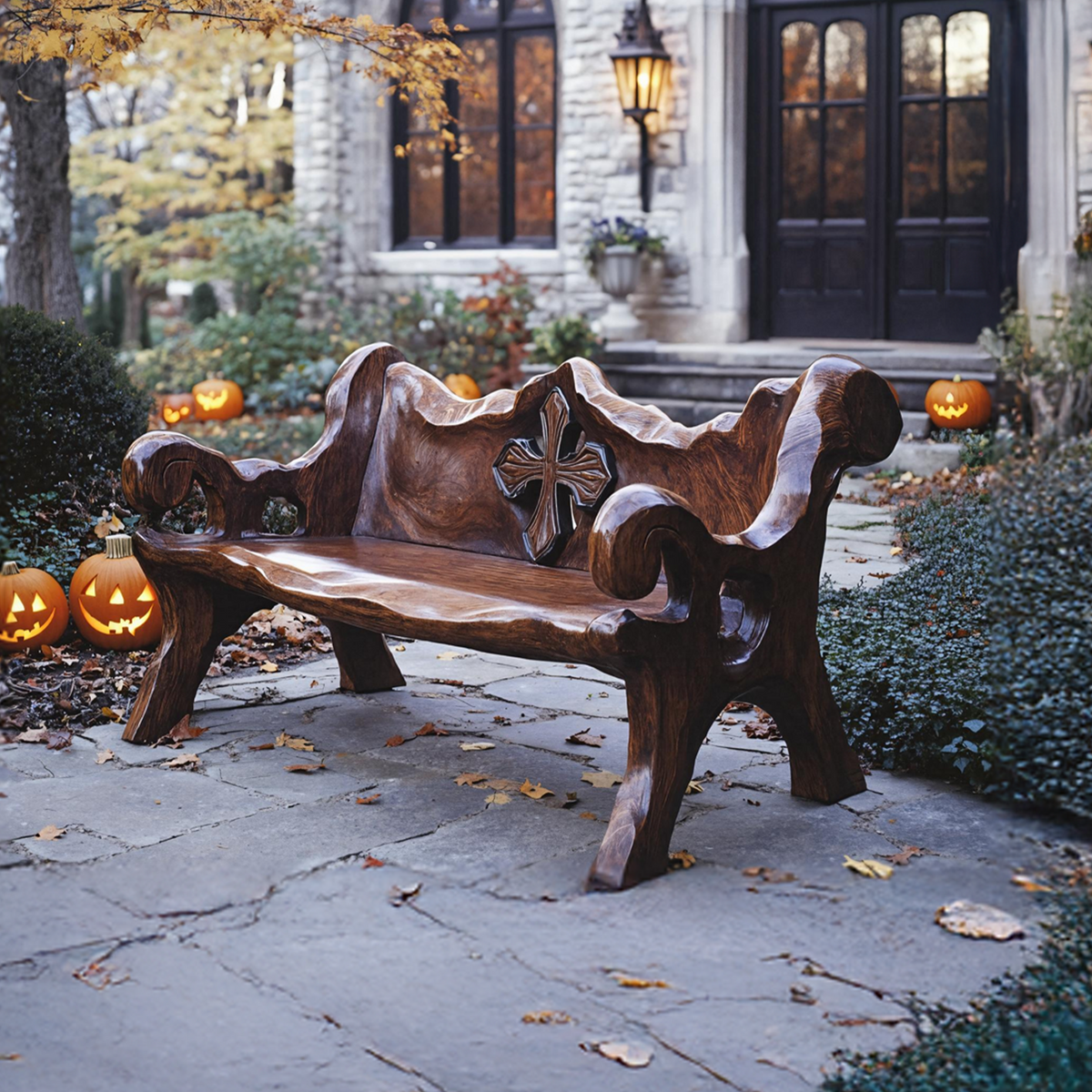 Handcrafted Live Edge Outdoor Bench For Rustic Outdoor Design SILDTTNHOB015