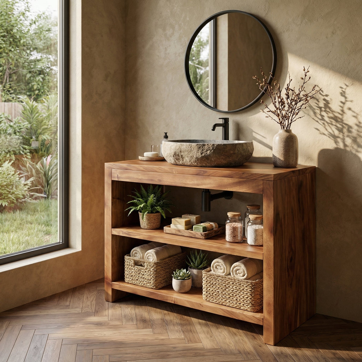 Custom Wood Vanity Bathroom SINLBRV026