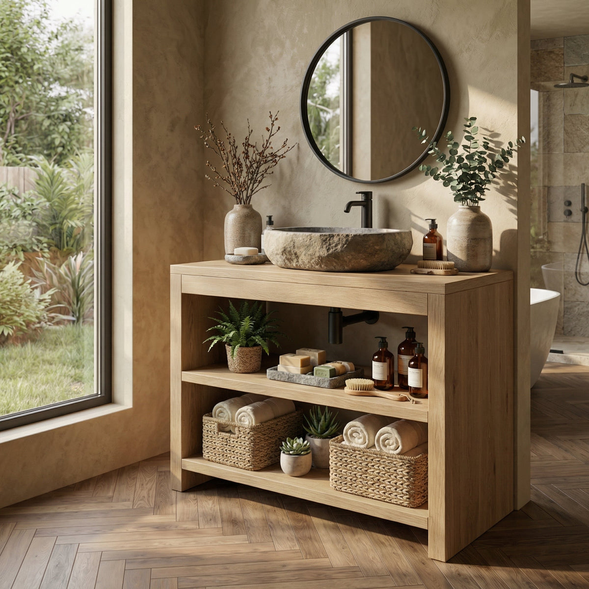 Custom Wood Vanity Bathroom SINLBRV026