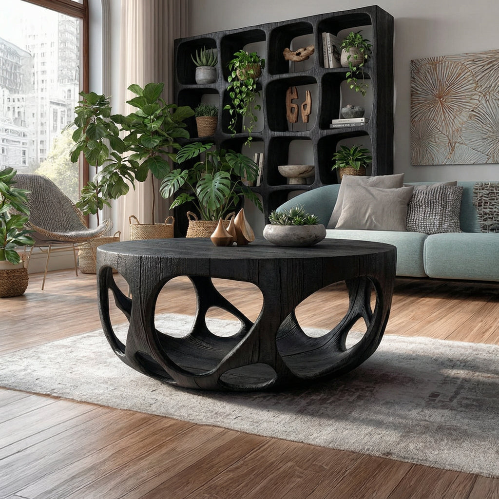 Artisan Coffee Table Natural Wood Farmhouse Gift SINLSACF025
