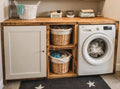 Handmade Laundry Room Cabinet And Open Wood Shelves For Modern Utility Space SITHLAU002