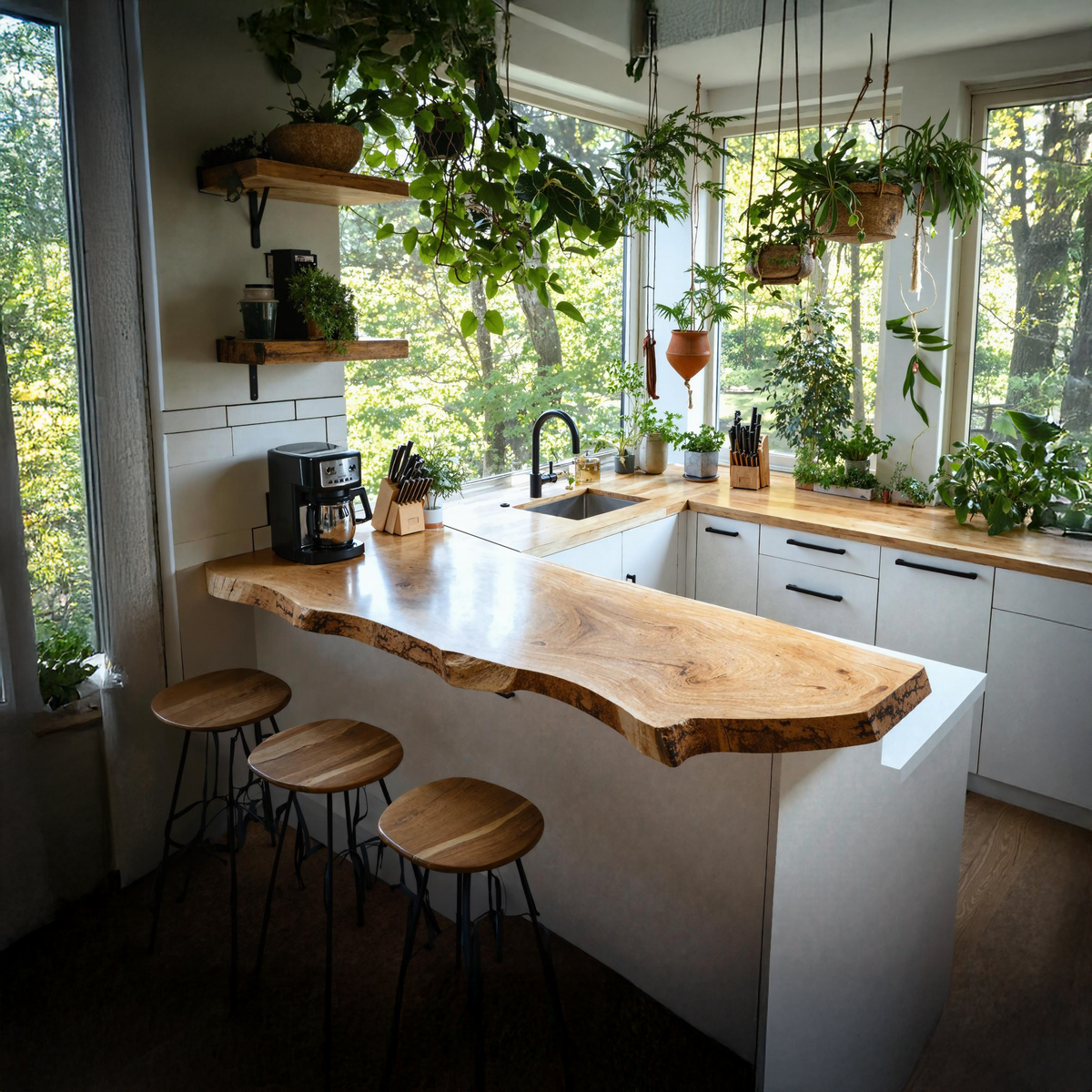 Farmhouse Wooden Kitchen Countertop For Naturally Inspired Kitchen Setup SILDTKCT015