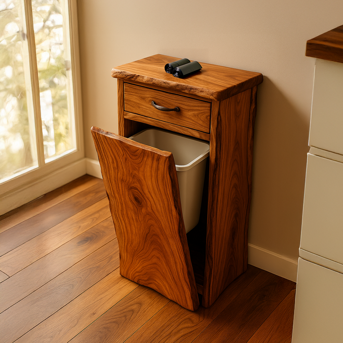 Handcrafted Tilt Out Trash Can Furniture For Kitchen Storage SILDTTRB003