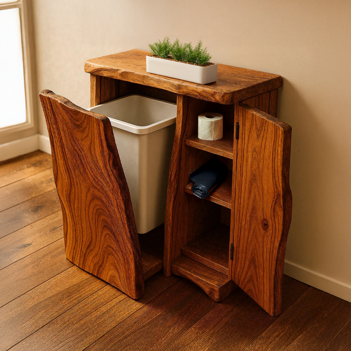 Handcrafted Tilt Out Trash Bin Cabinet For Kitchen Use SILDTTRB006