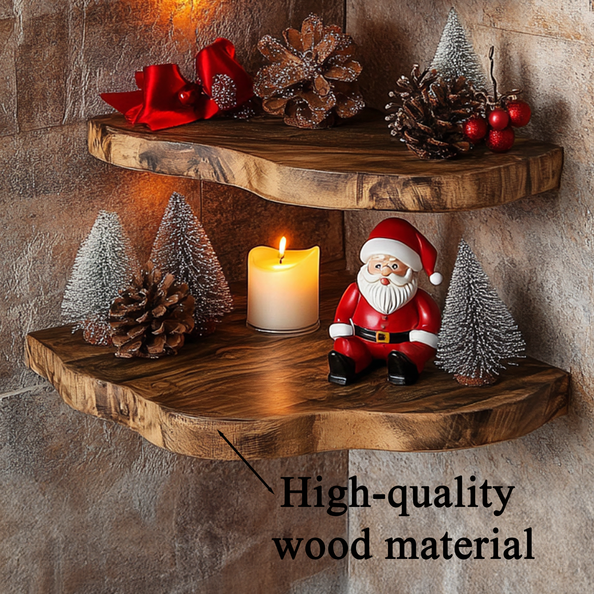 Floating Corner Shelf Xmas Walnut Floating Shelf Christmas Decor SINLCM020