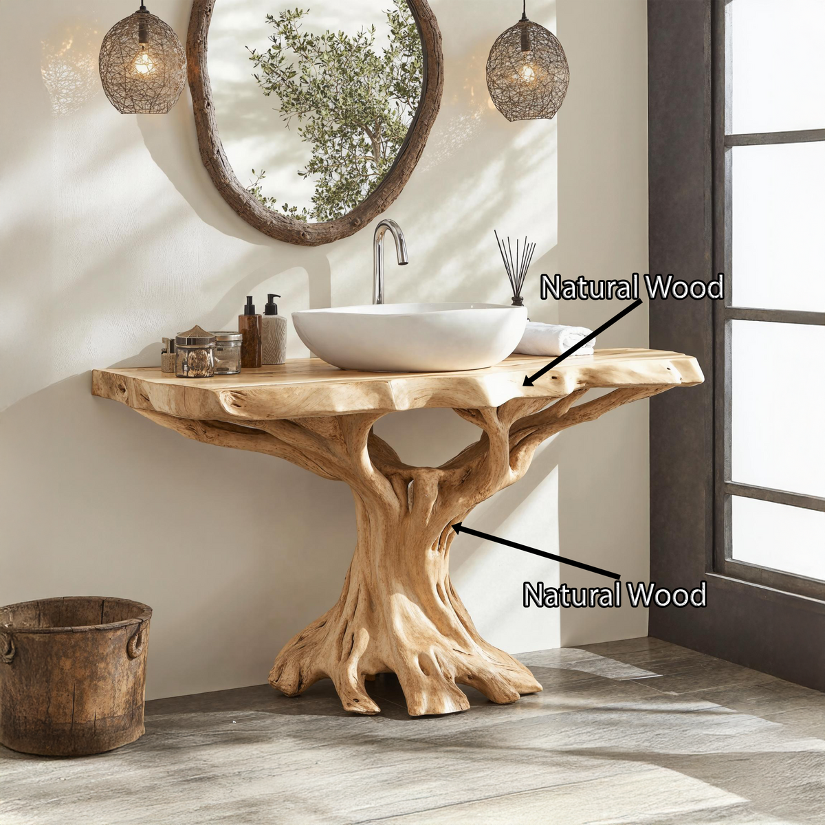 Live Edge Natural Wood Bathroom Vanity For Serene Spaces SILDTBRV141