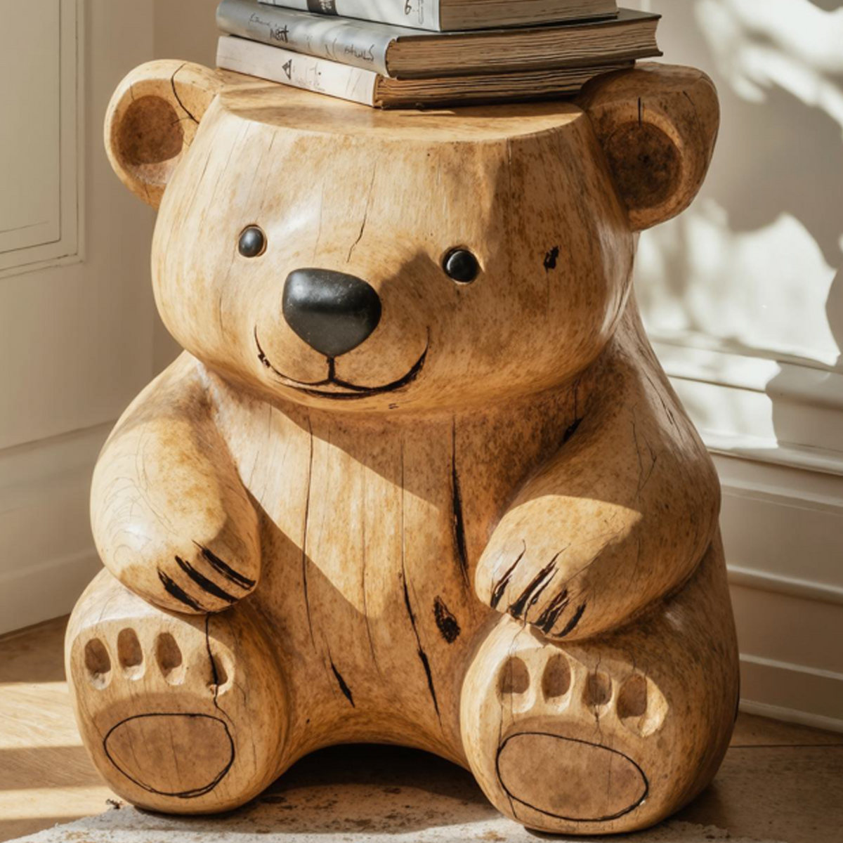 Handmade Wood Bear End Table Side Table SILDTEN081