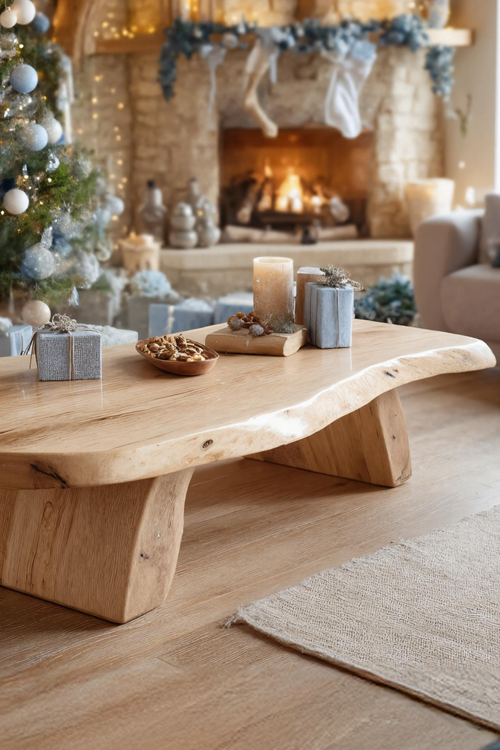 Handcrafted Modern Coffee Table Solid Wood For Christmas Living Room SILDTTRCCF029