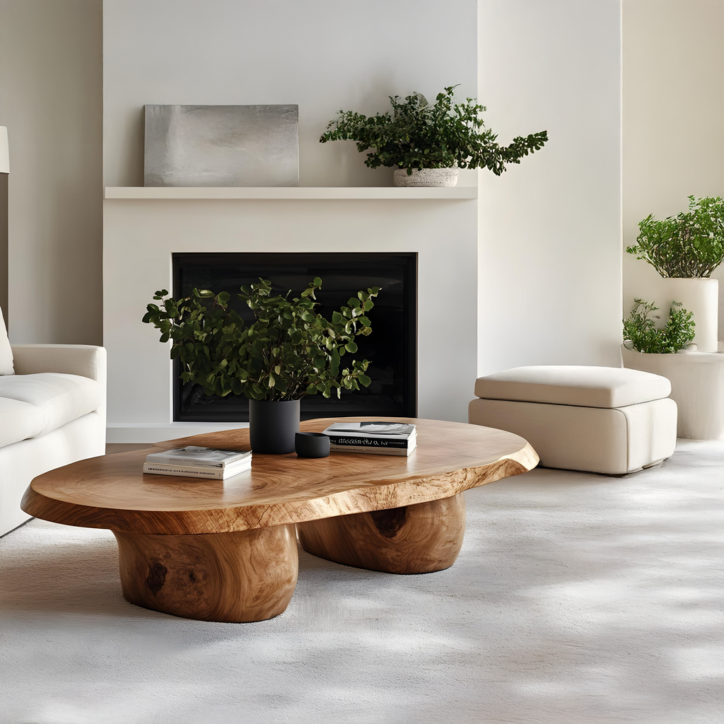 Handcrafted Natural Wood Coffee Table For Inviting Living Room SILDTCF132