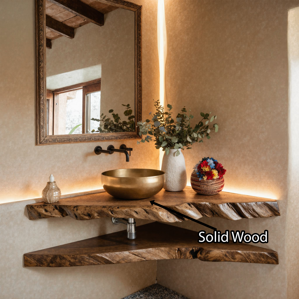 Handcrafted Bathroom Corner Vanity Shelf SILDTBRV065