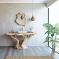 Handcrafted Solid Wood Bathroom Vanity With Natural Finish SILDTBRV102