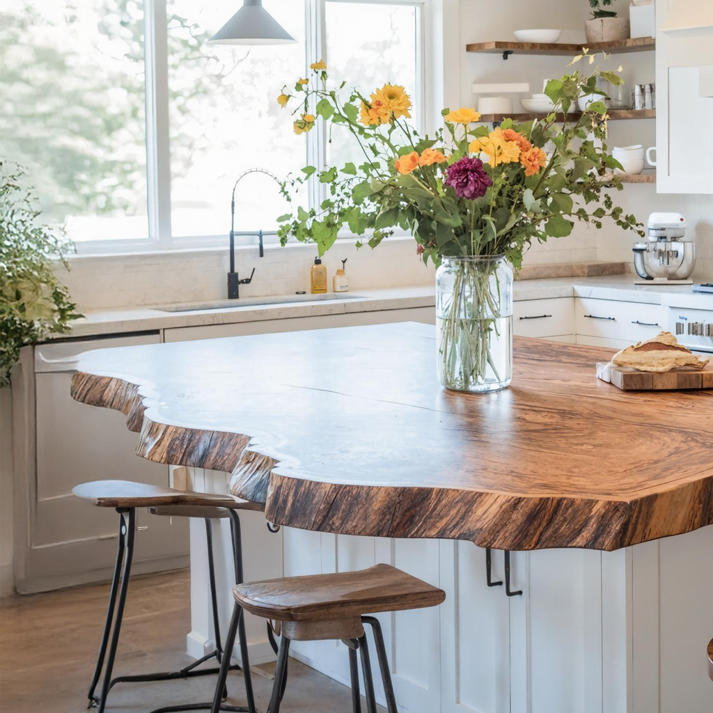 Handcrafted Live Edge Tabletop For Dining Room Furniture SILDTTNKCT003