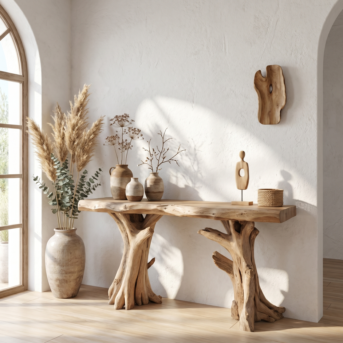Coastal Driftwood Console Table Natural Tree Trunk Legs SINLSACS062