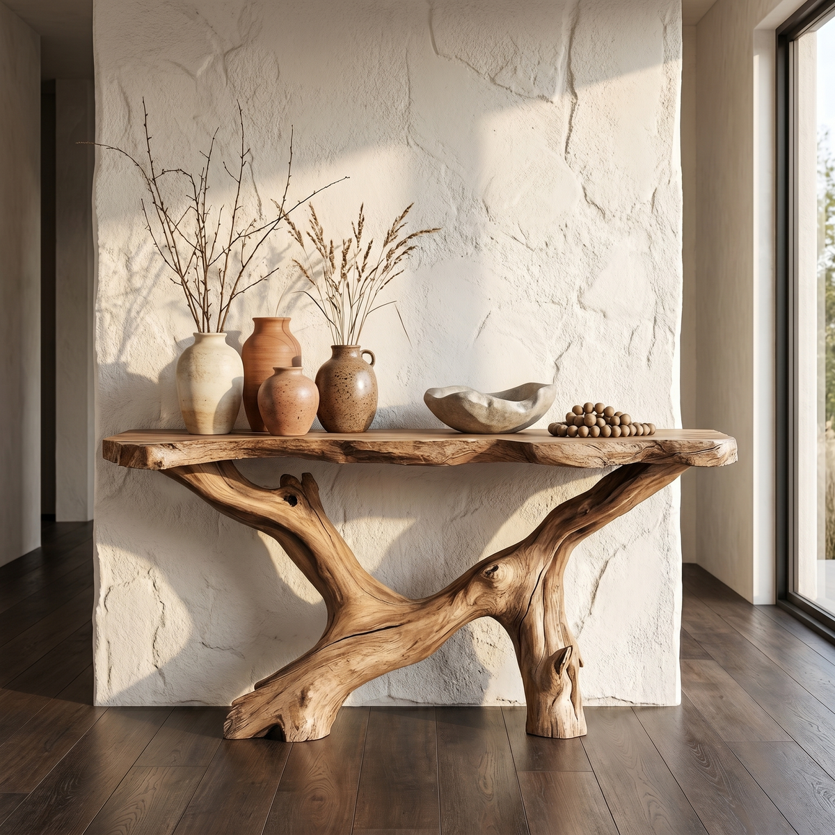 Live Edge Console Table Natural Wood Rustic Handmade Gift SINLSACS089