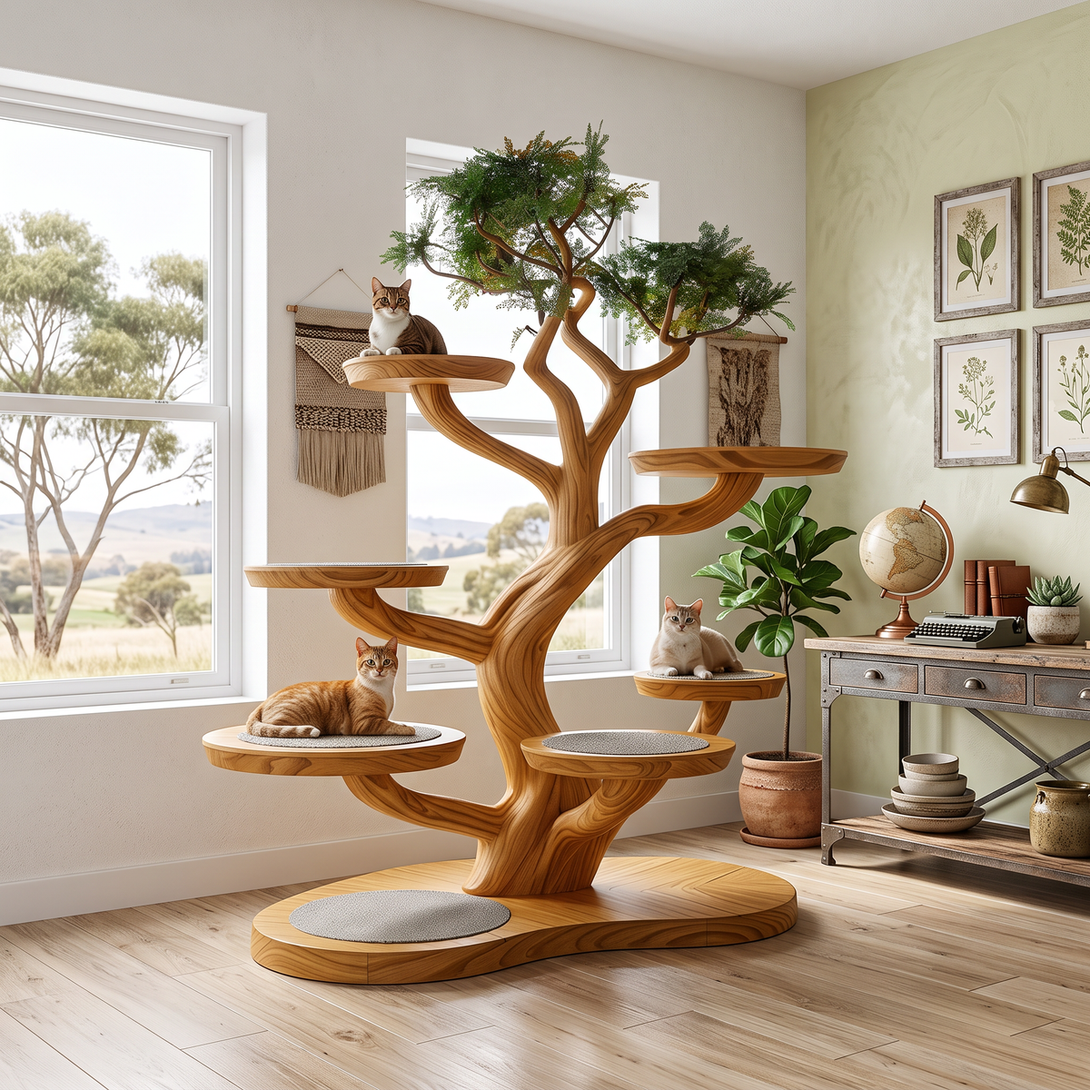 Cat Shelf Wall Natural Living Room Decor room Perfect Pet Gift SINLSATT022