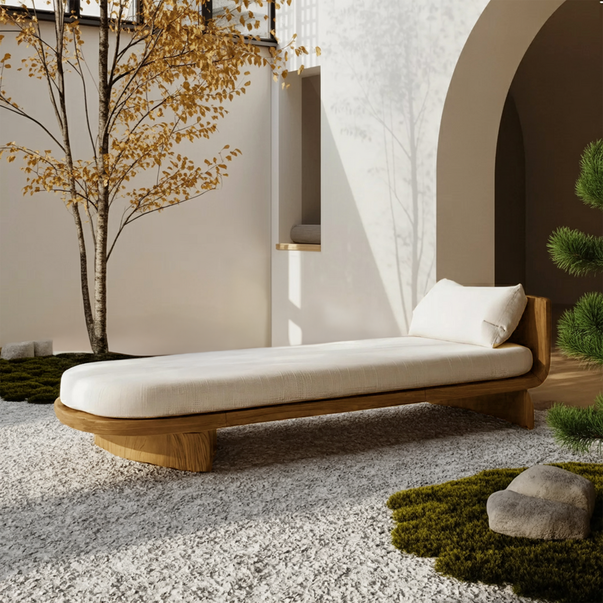 Handcrafted Mid Century Modern Wooden Daybed, Outdoor Patio Lounge Sofa Bed, Premium Hardwood Daybed Frame for Backyard Garden, SILDTTNDB015