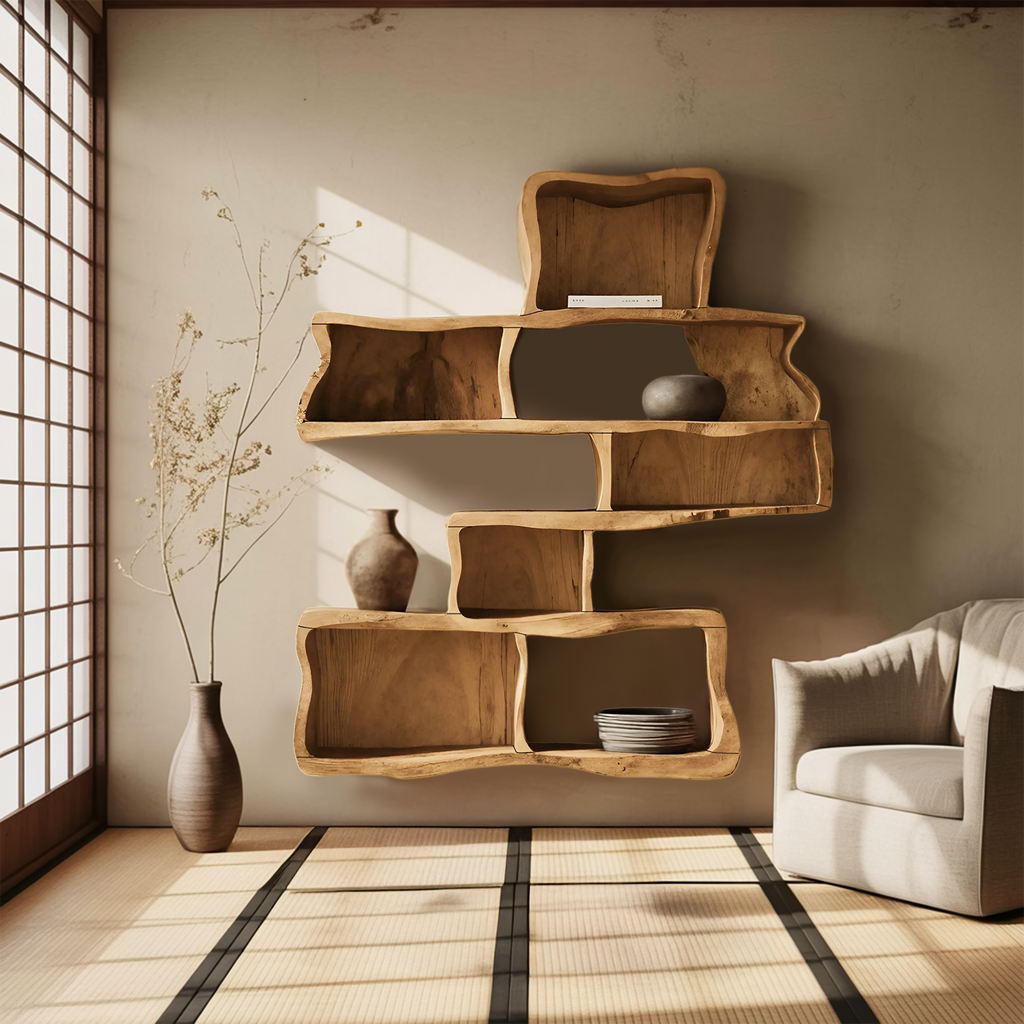 Handcrafted Live Edge Floating Shelf, Modern Solid Wood Wall Mounted Display Rack Shelf Storage Organizer for Bedroom & Living Room, SILDTTNWMS010