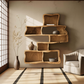 Handcrafted Live Edge Floating Shelf, Modern Solid Wood Wall Mounted Display Rack Shelf Storage Organizer for Bedroom & Living Room, SILDTTNWMS010