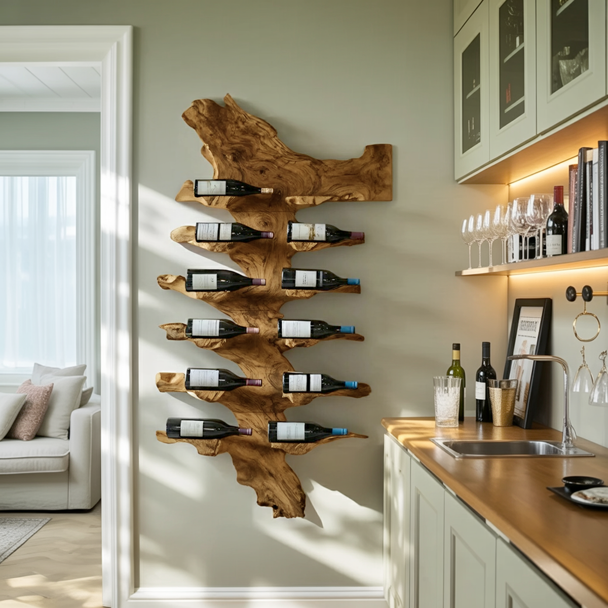 Handcrafted Live Edge Wine Holder For Luxury Furniture Decor SILDTTRWH044