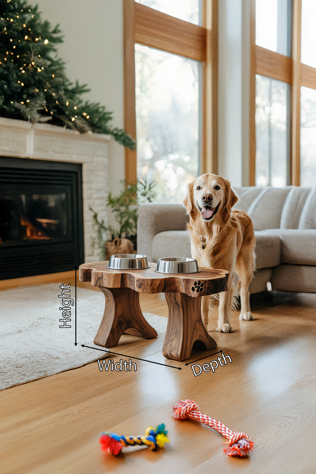 Handmade Pet Food Stand With Rustic Dog Bowl SILDTTRDBS016