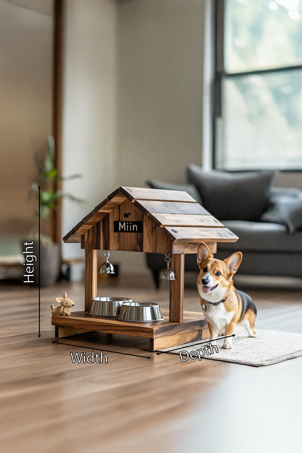 Handcrafted Pet Feeding Station Wooden For Dogs SILDTTRDBS020