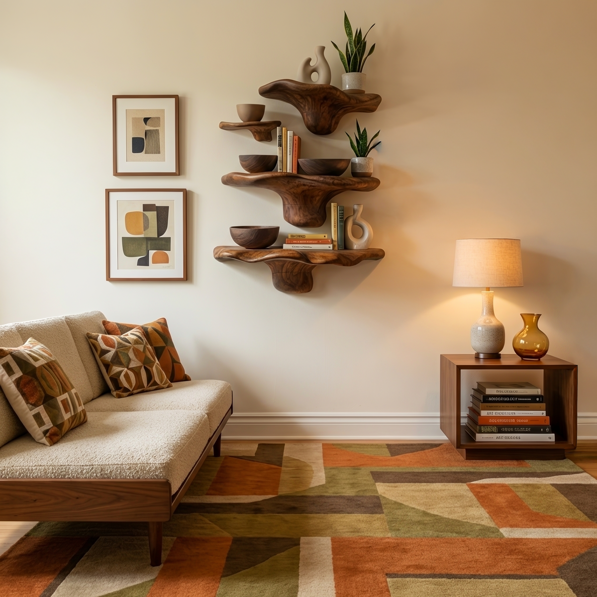 Farmhouse Wooden Live Edge Mushroom Shelf For Rustic Home Decor SILDTTRMR010