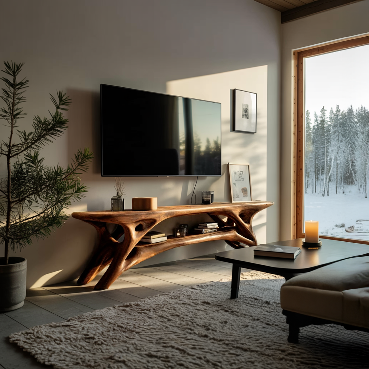Elegant Curved  TV Cabinet For Contemporary Home Decor RTTHTTTVC061