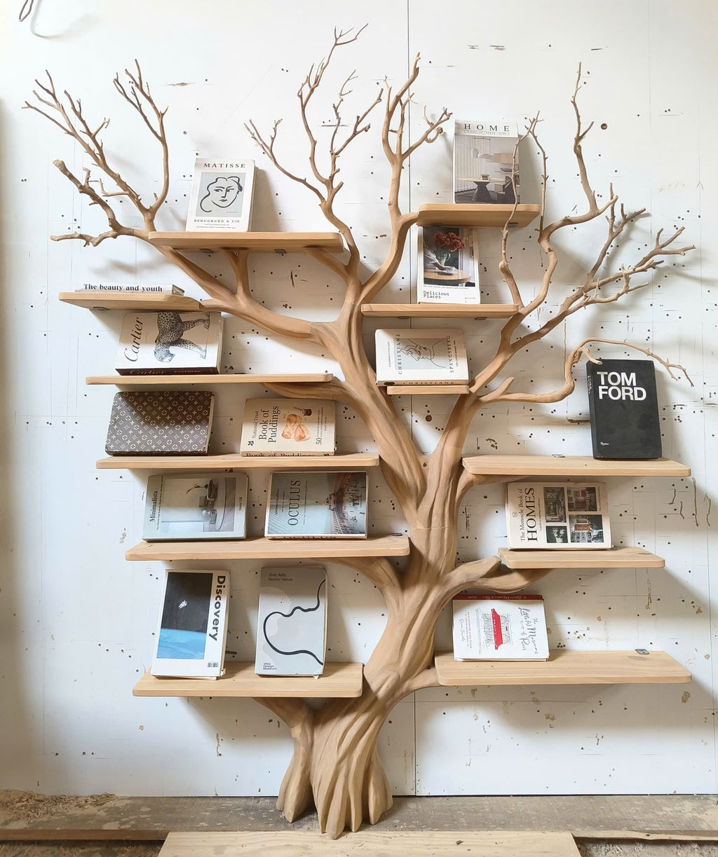 Handcrafted Tree Storage Bookcase Living Room SINLKITB656