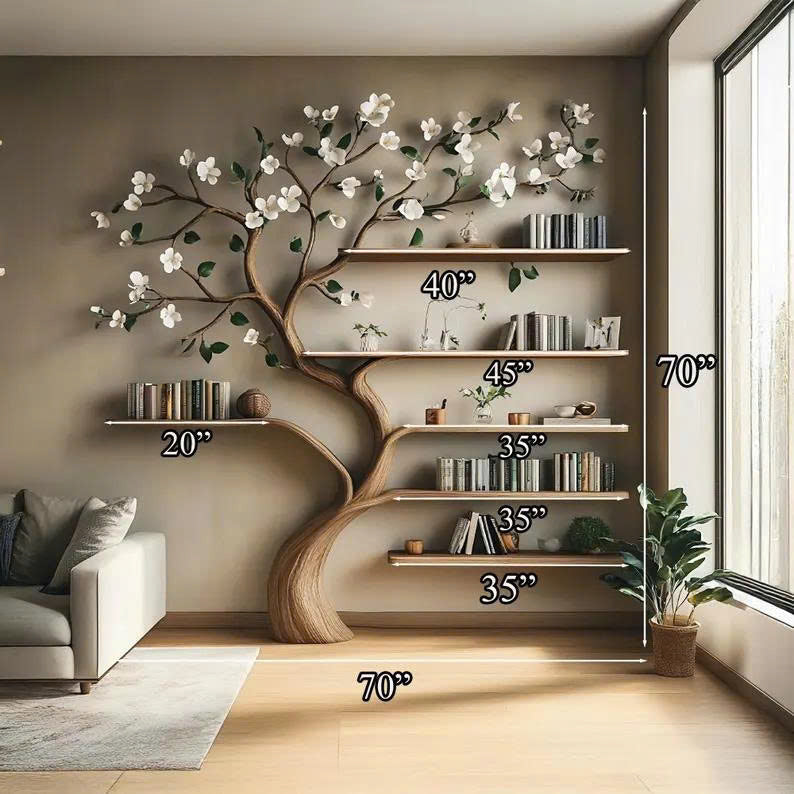 Bookcase Corner Shelf Shelves Gift Her SINLTB138
