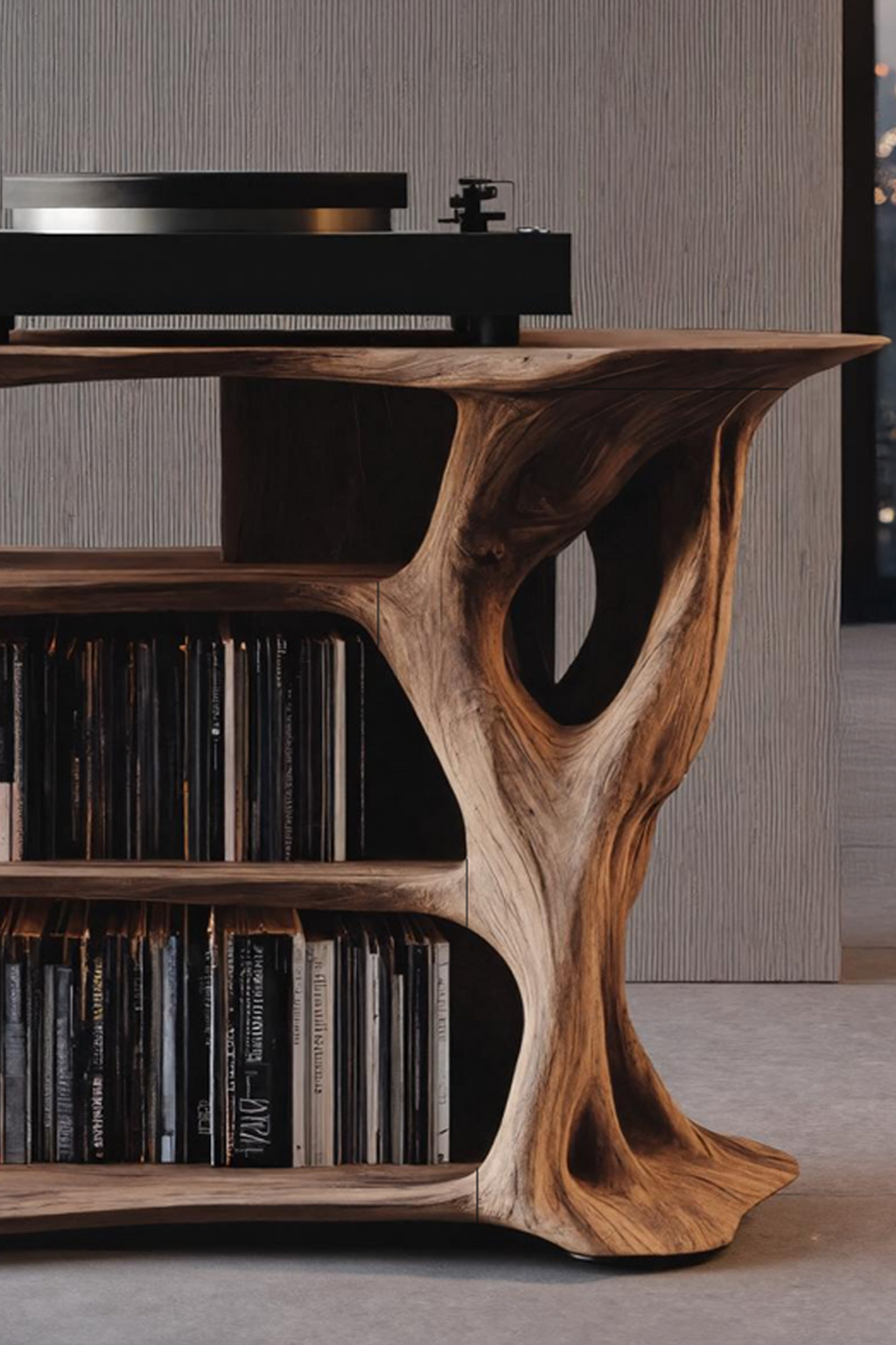 Handcrafted Vinyl Stand With Storage For Bedroom SILDTTRRPT027