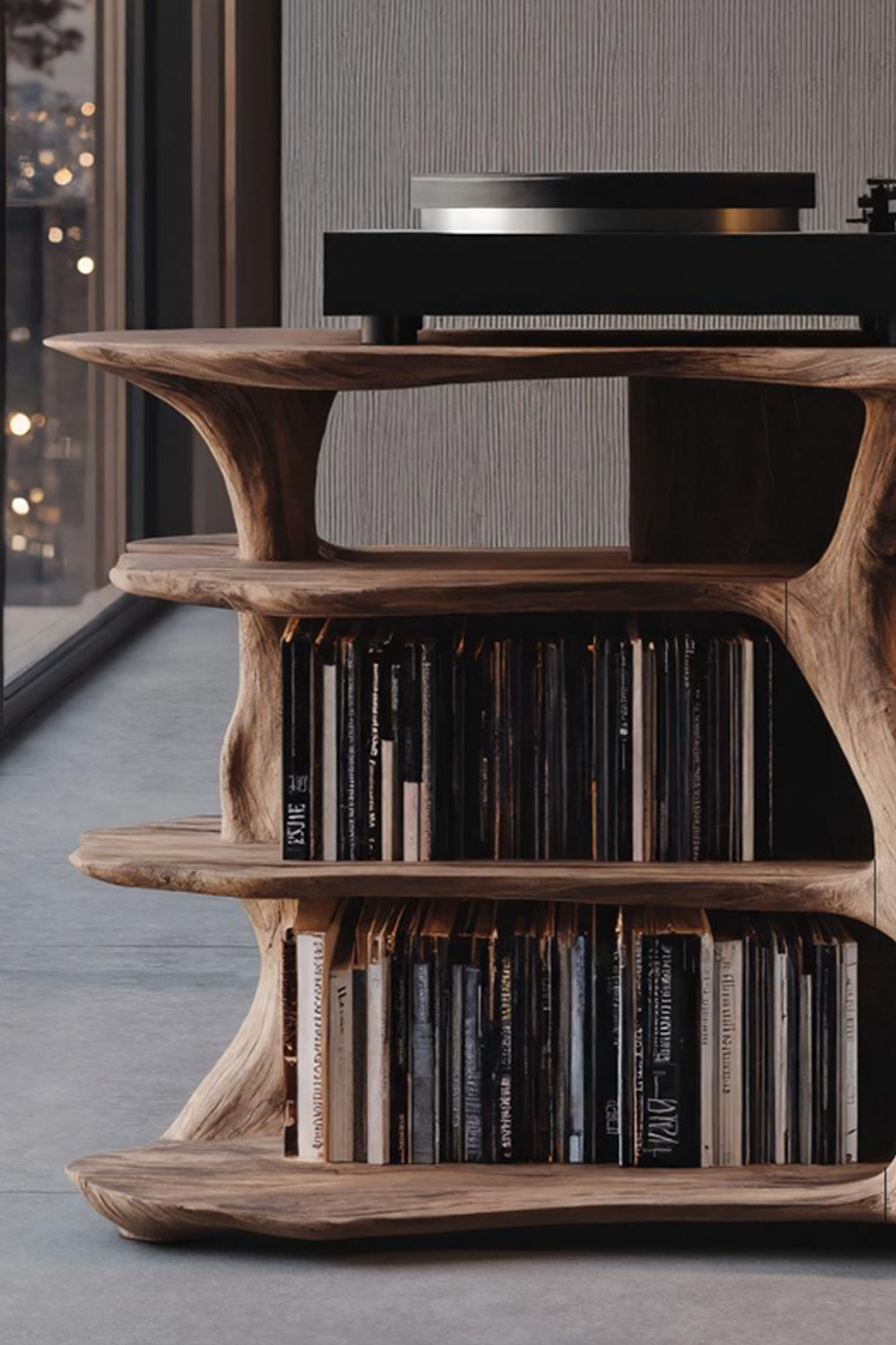 Handcrafted Vinyl Stand With Storage For Bedroom SILDTTRRPT027