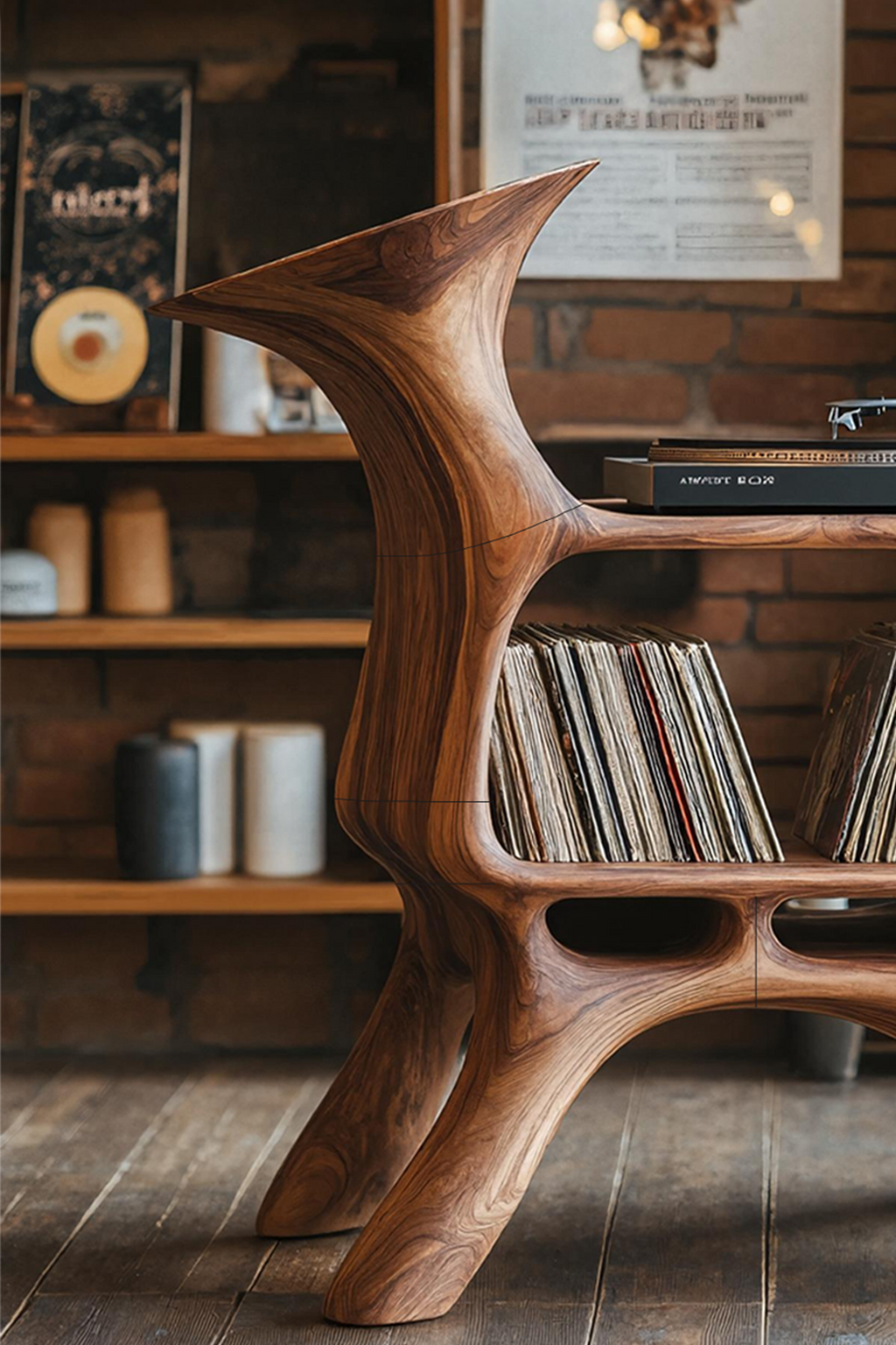 Handcrafted Vinyl Storage Unit For Livingroom Style SILDTTRRPT011