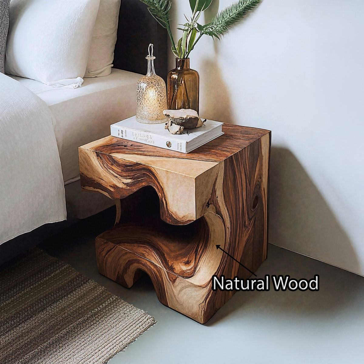 Live Edge End Table Rustic End Table For Bedroom SILDTEN084