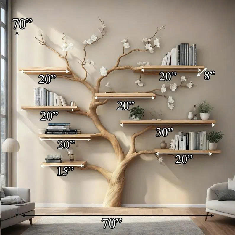 Handcrafted Tree Branch Bookshelf Home Decor Gift SINLTB162