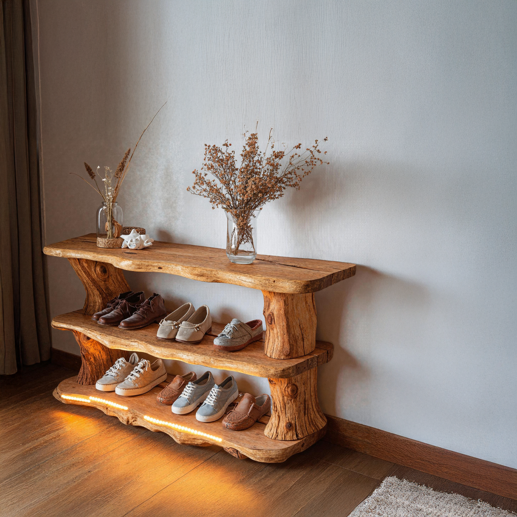 Handmade Wooden Shoe Storage Bench For Small Spaces SILDTSHB010