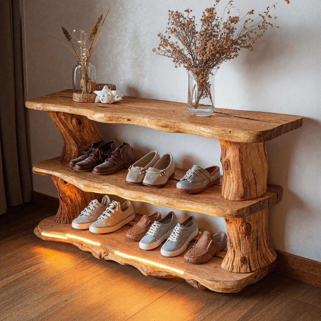 Handmade Wooden Shoe Storage Bench For Small Spaces SILDTSHB010